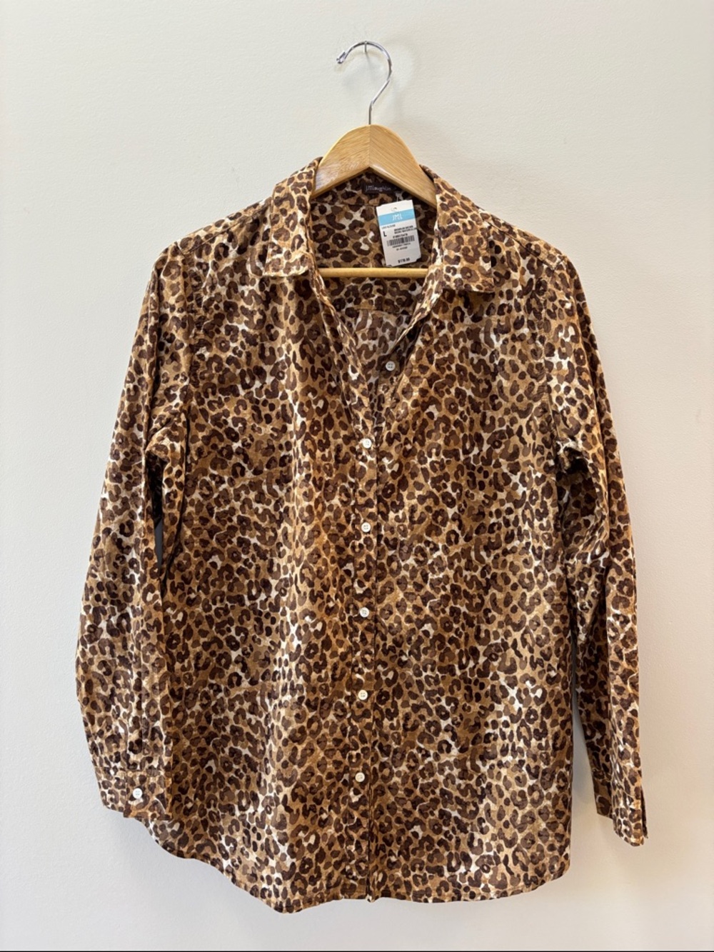 J. McLaughlin Leopard Print Button-Down Shirt in Brown and Tan